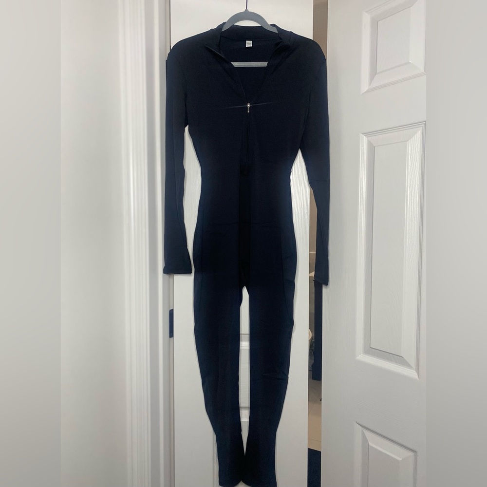 Viral Black Womens Jumpsuit - Form Fitting - Spandex - Body Contouring -